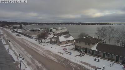 NE view of neighborhood and the BVI ferry dock in Beaver Island that backs up into Lake Michigan. // Image captured at: 2024-12-21 16:52:14 UTC (about 10 min. prior to this post) // Current Temp in Beaver Island: 10.73 F | -11.82 C // Precip: overcast clouds // Wind: NNE at 8.053 mph | 12.9 kph // Humidity: 72%