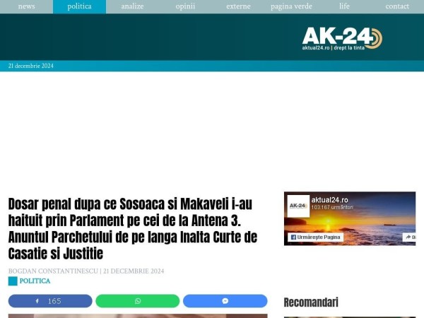 Dosar penal dupa ce Sosoaca si Makaveli i-au haituit prin Parlament pe cei de la Antena 3. Anuntul Parchetului de pe langa Inalta Curte de Casatie si Justitie