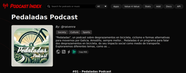 Ficha de Pedaladas Podcast en Podcast index