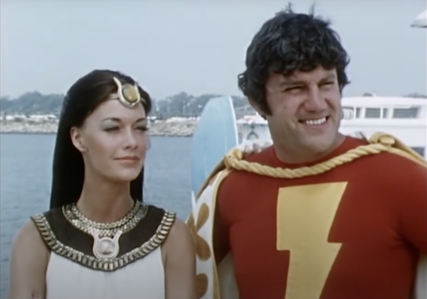 Screen cap from The Shazam/Isis hour, with Joanna Cameron as Isis and John Davey as Captain Marvel