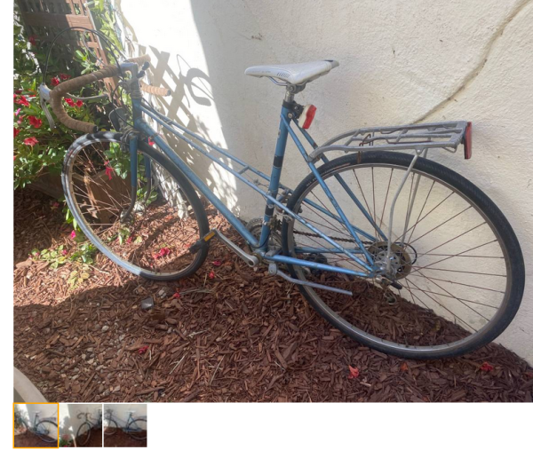 Steel framed bike with sloping tube with a rack...