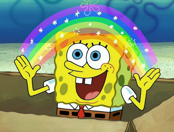 SpongeBob's Magically inducing by wave his “Imagination Rainbow” 🌈

Credits: SpongeBob's SquarePants