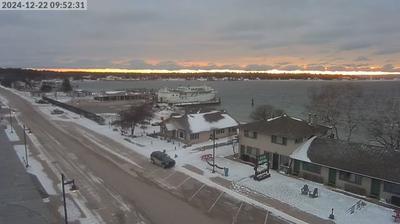 NE view of neighborhood and the BVI ferry dock in Beaver Island that backs up into Lake Michigan. // Image captured at: 2024-12-22 13:53:06 UTC (about 9 min. prior to this post) // Current Temp in Beaver Island: 19.78 F | -6.79 C // Precip: overcast clouds // Wind: SSE at 14.540 mph | 23.4 kph // Humidity: 81%