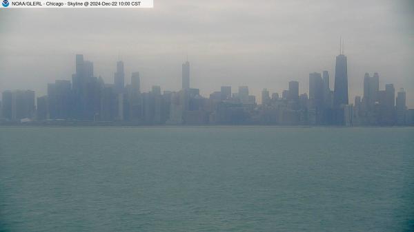 View of Chicago skyline from William E. Dever Crib in Lake Michigan east of North Avenue. // Image captured at: 2024-12-22 16:00:01 UTC (about 3 min. prior to this post) // Current Temp in Chicago: 27.52 F | -2.49 C // Precip: scattered clouds // Wind: SW at 4.004 mph | 6.44 kph // Humidity: 73%