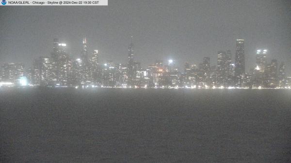 View of Chicago skyline from William E. Dever Crib in Lake Michigan east of North Avenue. // Image captured at: 2024-12-23 01:30:01 UTC (about 3 min. prior to this post) // Current Temp in Chicago: 32.59 F | .33 C // Precip: overcast clouds // Wind: SSE at 21.005 mph | 33.80 kph // Humidity: 77%