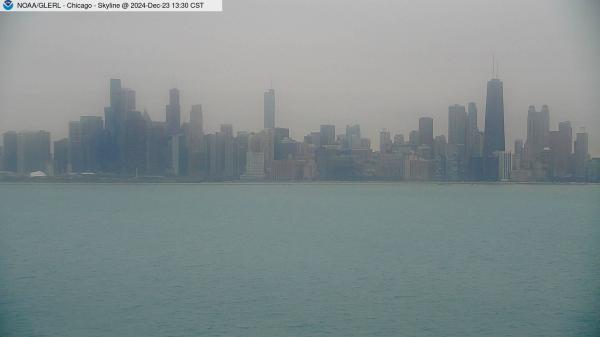 View of Chicago skyline from William E. Dever Crib in Lake Michigan east of North Avenue. // Image captured at: 2024-12-23 19:30:01 UTC (about 3 min. prior to this post) // Current Temp in Chicago: 39.14 F | 3.97 C // Precip: overcast clouds // Wind: SW at 1.990 mph | 3.20 kph // Humidity: 74%