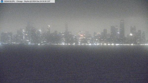 View of Chicago skyline from William E. Dever Crib in Lake Michigan east of North Avenue. // Image captured at: 2024-12-24 06:30:01 UTC (about 3 min. prior to this post) // Current Temp in Chicago: 35.72 F | 2.07 C // Precip: overcast clouds // Wind: N at 2.997 mph | 4.82 kph // Humidity: 86%