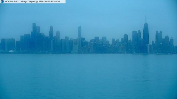 View of Chicago skyline from William E. Dever Crib in Lake Michigan east of North Avenue. // Image captured at: 2024-12-25 13:30:01 UTC (about 3 min. prior to this post) // Current Temp in Chicago: 34.70 F | 1.50 C // Precip: overcast clouds // Wind: NE at 8.008 mph | 12.88 kph // Humidity: 84%