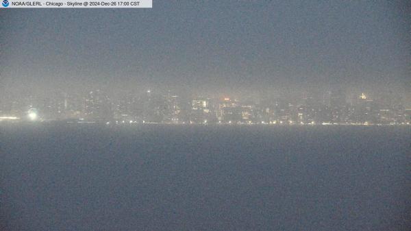 View of Chicago skyline from William E. Dever Crib in Lake Michigan east of North Avenue. // Image captured at: 2024-12-26 23:00:01 UTC (about 3 min. prior to this post) // Current Temp in Chicago: 47.73 F | 8.74 C // Precip: overcast clouds // Wind: S at 7.001 mph | 11.26 kph // Humidity: 90%