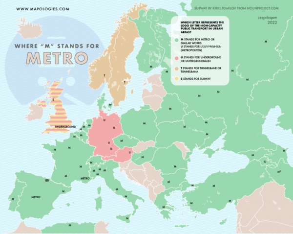 the letter that represents the underground in each city