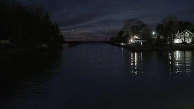 View looking west from Pentwater Yacht Club through Pentwater River into Lake Michigan. // Image captured at: 2024-12-30 23:23:36 UTC (about 9 min. prior to this post) // Current Temp in Pentwater: 36.75 F | 2.64 C // Precip: clear sky // Wind: S at 1.990 mph | 3.20 kph // Humidity: 85%