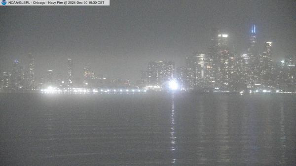 View of Navy Pier in Chicago from William E. Dever Crib in Lake Michigan east of North Avenue. // Image captured at: 2024-12-31 01:30:01 UTC (about 3 min. prior to this post) // Current Temp in Chicago: 39.05 F | 3.92 C // Precip: overcast clouds // Wind: SE at 7.382 mph | 11.8 kph // Humidity: 87%